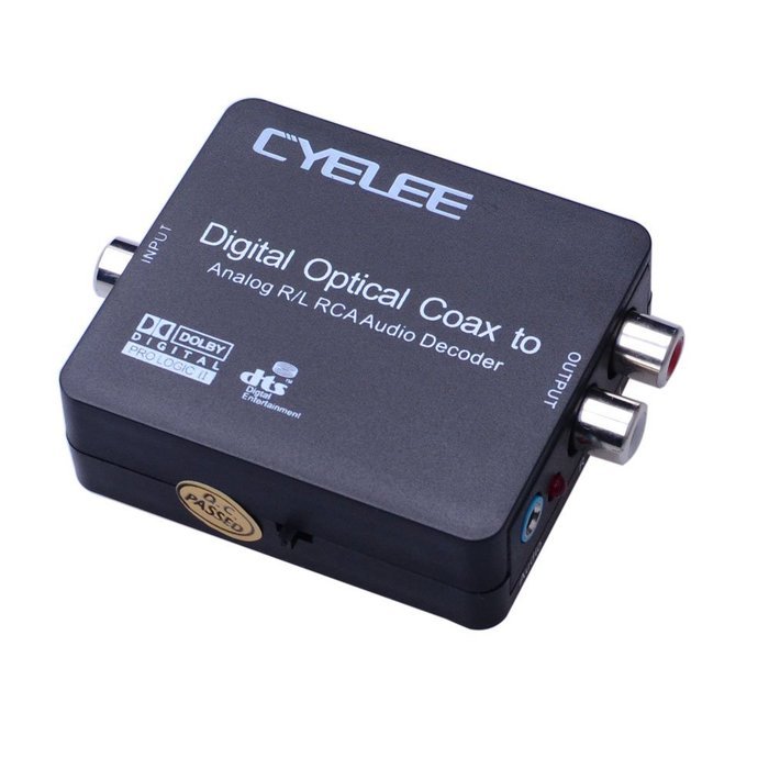 Cyelee Digital to Analog Audio Converter,Volume control,Optical Coaxial Input Switching,192kHz/24bit,RCA L/R 3.5mm...