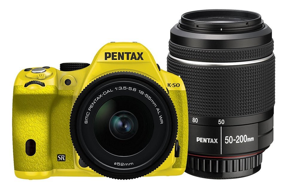 Pentax K-50 16MP Digital SLR DAL18-55mmWR, DAL50-200mmWR WZOOM KIT YELLOW/YELLOW 033