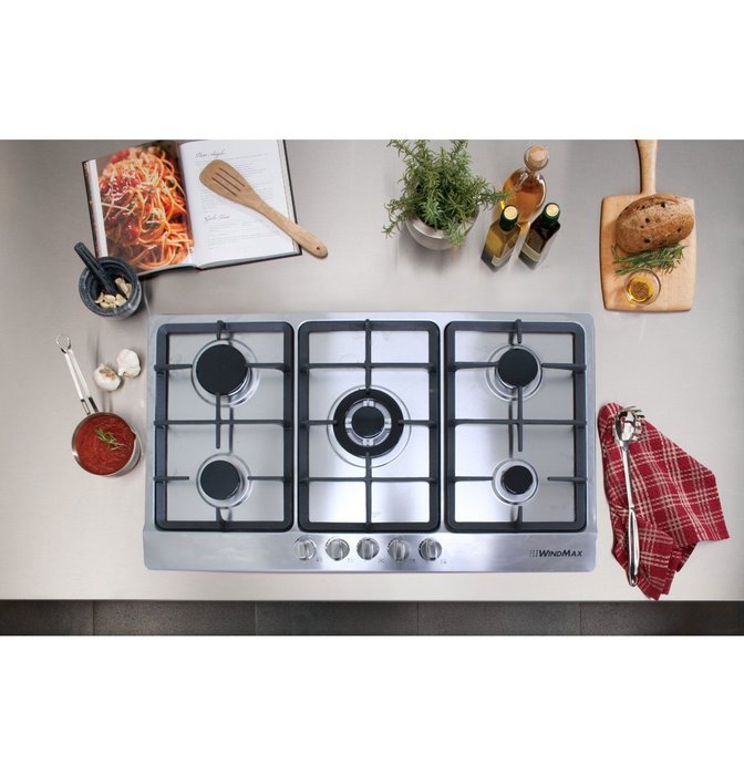 !!!ON SALE NOW!!! 34" Electric Stainless Steel Built-in Kitchen NG/LPG 5 Burner Gas Hob Cooktop N2