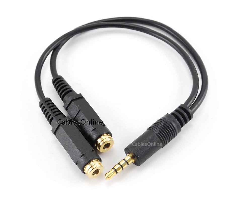 CablesOnline 3.5mm TRRS Male to Dual TRRS Female Stereo 4-Pole Splitter Cable (IP-Y02)