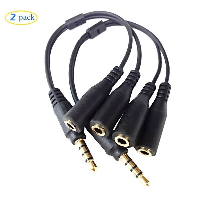 Conwork White 3.5mm Audio Jack Stereo Headphone Splitter Cable Adapter for iPhone iPad iPod