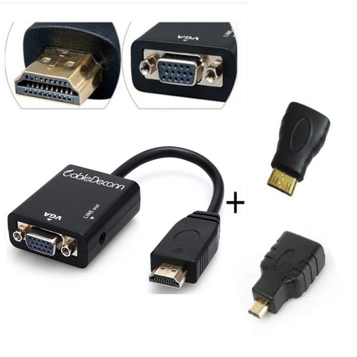 Cabledeconn In Hdmi Male To Vga Female Micro Hdmi To Hdmi Adapter