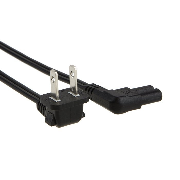 CableCreation 3 Foot 18 AWG Angled 2-Slot Non-Polarized Angle Power Cord (IEC320 C7 To Nema 1-15P), 0.915M / Black N2