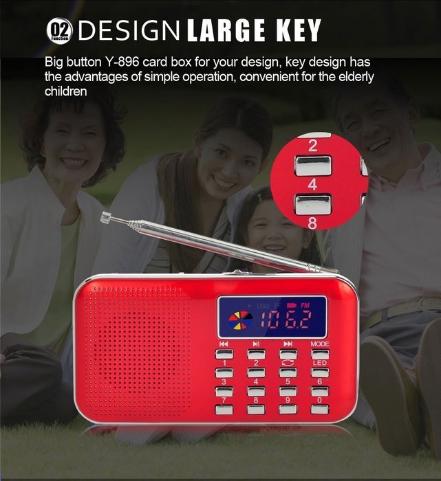 TimornTM Fashion Stereo Sound FM Radio Support TF Card / USB Disk with LED Screen Display Suitable for Mobile... N10