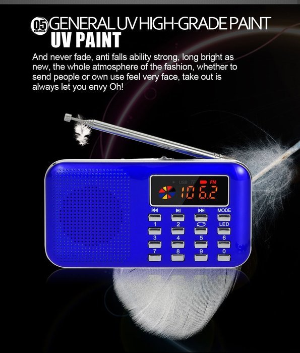 TimornTM Fashion Stereo Sound FM Radio Support TF Card / USB Disk with LED Screen Display Suitable for Mobile... N13