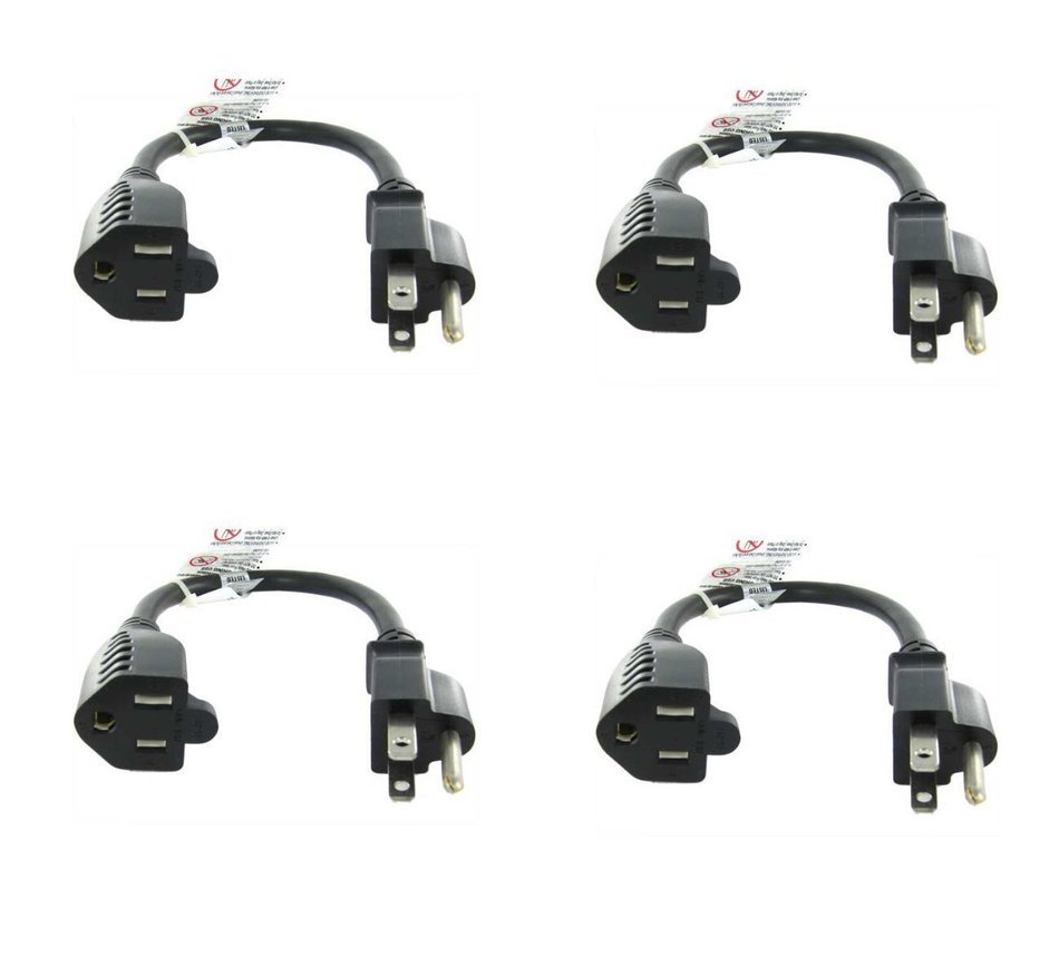 C&E CNE74467 1-Feet 16AWG Outlet Saver Power Extension Cord NEMA 5-15R to NEMA 5-15P, 5-Pack