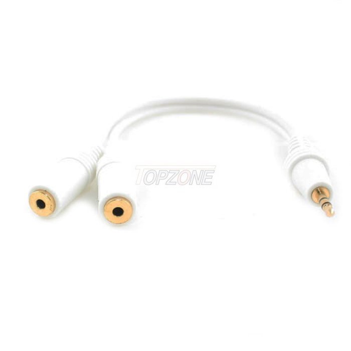 Topzone 4 inch 2.5mm Stereo "Y" Cable: 2.5mm Stereo Plug to two 2.5mm Jacks