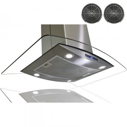 AKDY AIR88CS1436 36" Island Mount Ductless Range Hood with 870 CFM Motor 3 Speed Fan Levels Touch Control Panel...