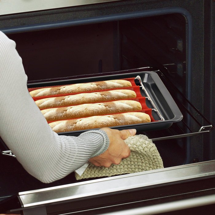 Yilove Non-stick Perforated Silicone Bread Baking Mold,4 loaf Molds N2