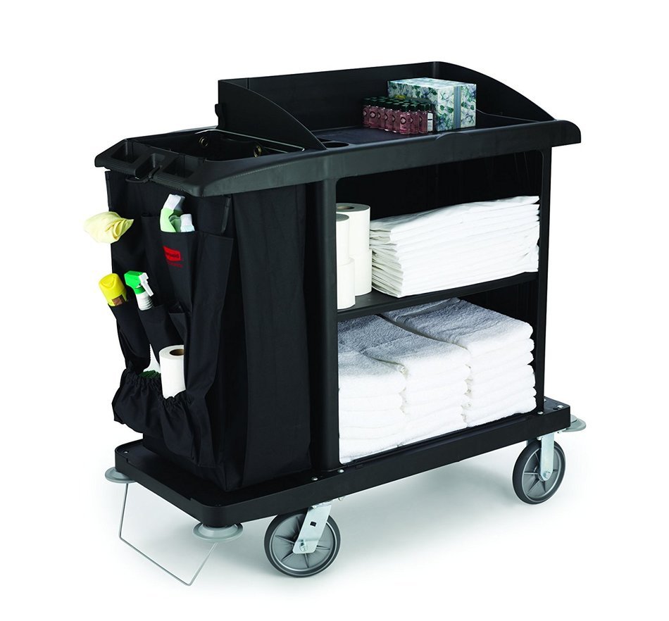 Rubbermaid Housekeeping Service Cart, Black N3