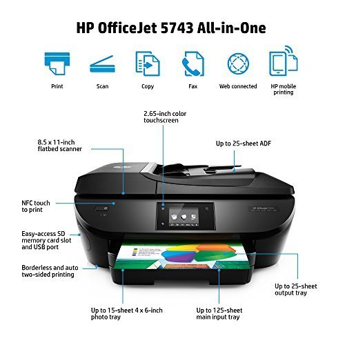 HP OfficeJet 5743 Wireless All-in-One Photo Printer with Mobile Printing, includes 2 years of Instant Ink (F8B10A)