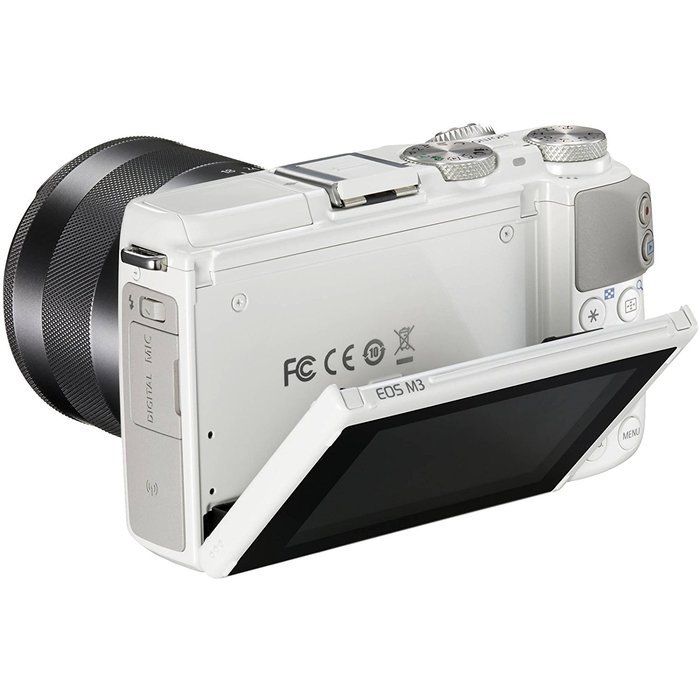 Canon EOS M3 Wi-Fi Digital ILC Camera & EF-M 18-55mm IS STM Lens (White) with 32GB Card + Case + Tripod + Filter...