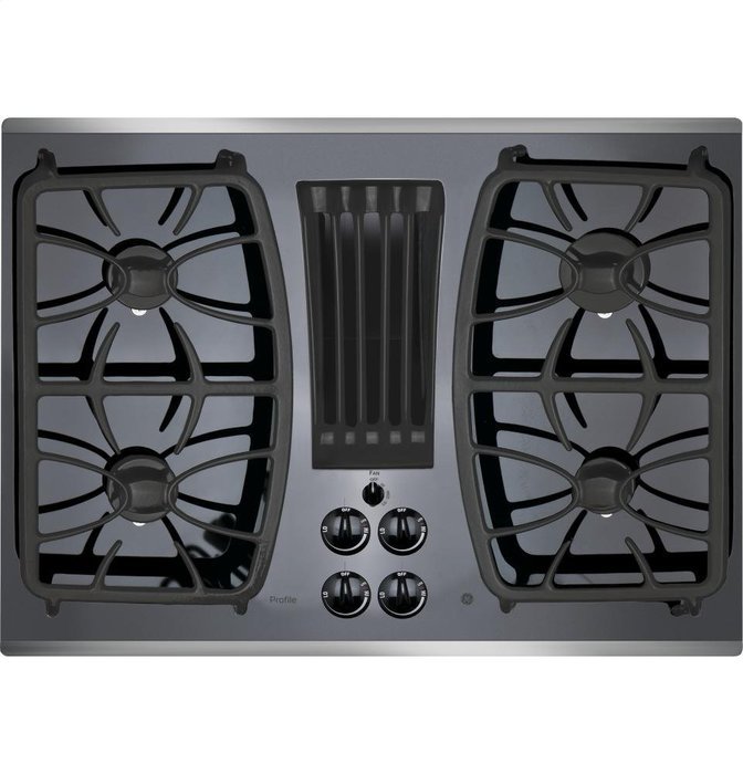 GE Profile 30" Built-In Gas Downdraft Cooktop Black Glass Top / Stainless Steel Trim N4