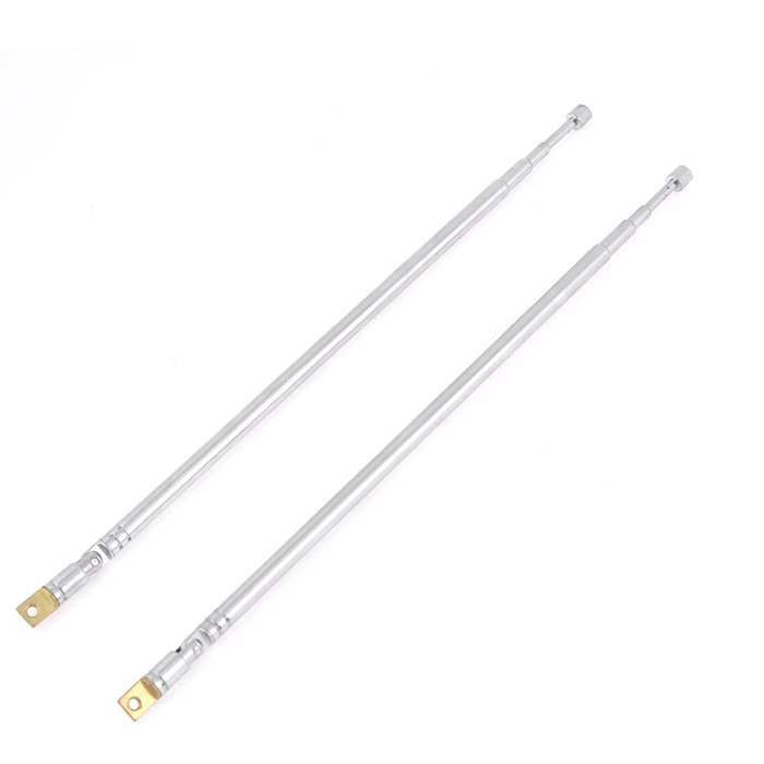uxcell Pair 62.5cm 4 Section Telescopic Stainless Steel AM FM Radio Antenna