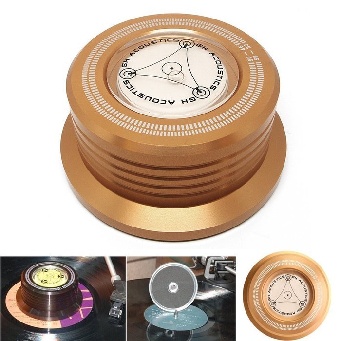 Bestcompu&reg; 3-in-1 Record Clamp LP Disc Stabilizer Turntable Vibration Balanced Golden