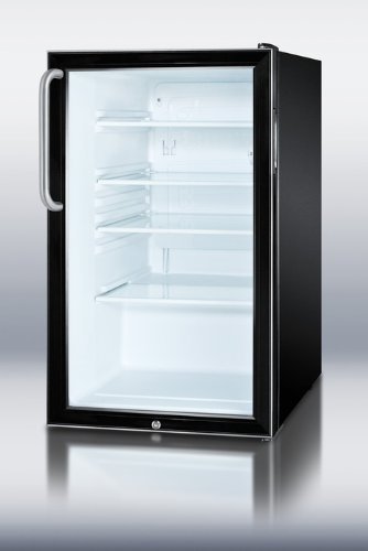 Summit SCR500BLBI7TBADA: Commercially listed ADA Compliant 20" wide glass door all-refrigerator for built-in use... N4