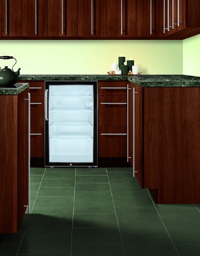 Summit SCR500BLBI7TBADA: Commercially listed ADA Compliant 20" wide glass door all-refrigerator for built-in use... N6