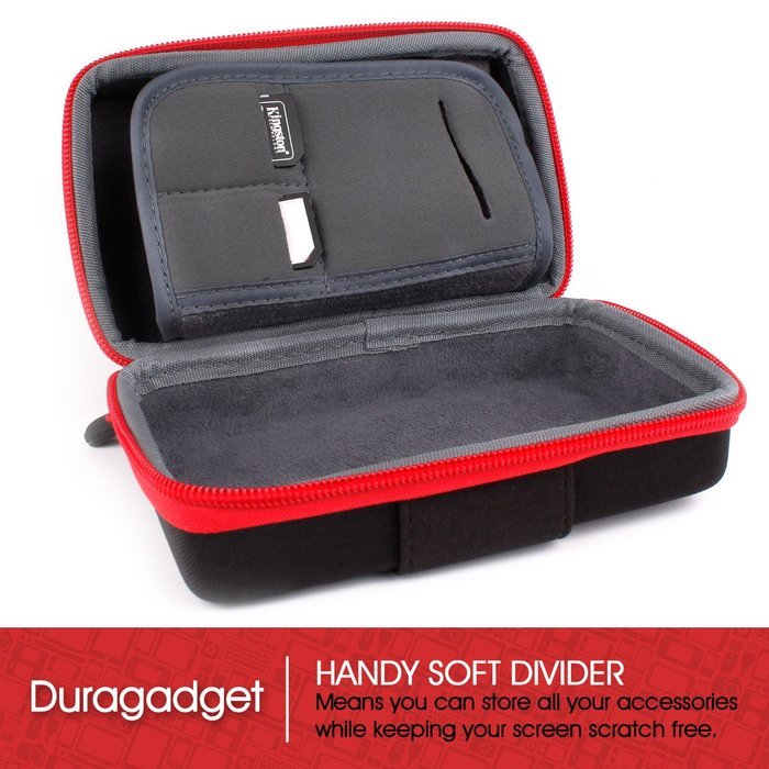 DURAGADGET Executive Black and Red Rigid Protective Case with Elastic Belt Loop Exclusively for Olympus PEN EP5... N6