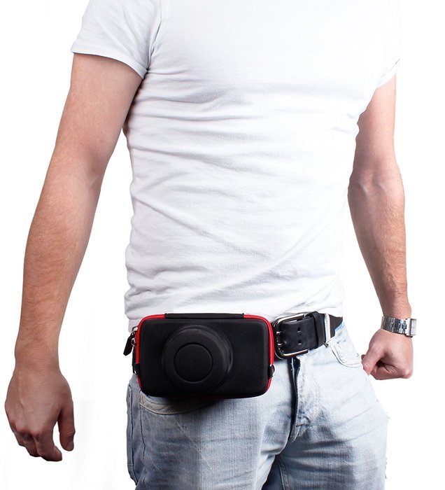DURAGADGET Executive Black and Red Rigid Protective Case with Elastic Belt Loop Exclusively for Olympus PEN EP5... N8