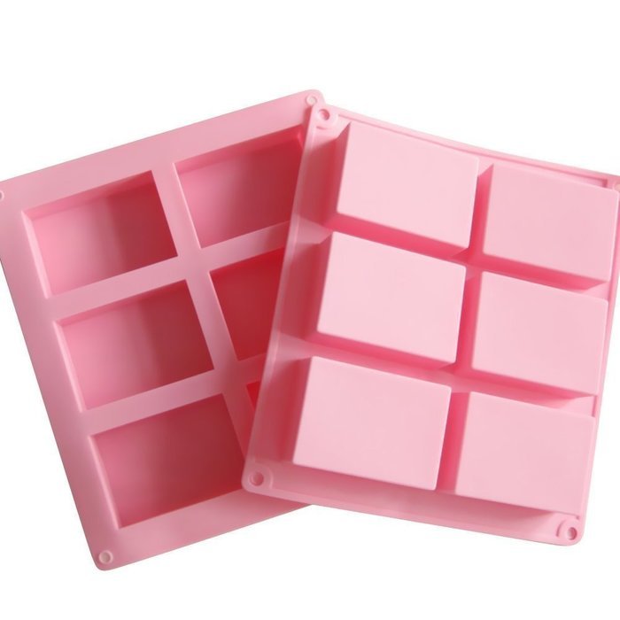 6-Cavity Rectangle Silicone Soap Bar and Resin Mold for Homemade Craft, Set of 2