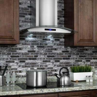 30 in. Convertible Wall Mount Range Hood in Stainless Steel with Tempered Glass and Touch Control N6