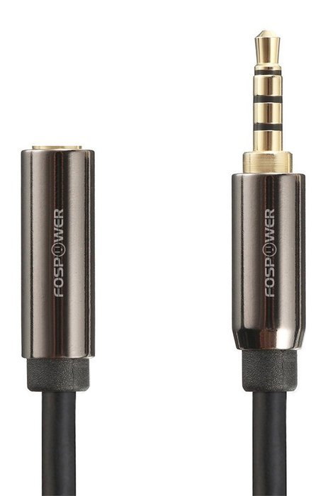 FosPower (4 Inch) 3.5mm Male to 3.5mm Female Auxiliary 4-Conductor TRRS Stereo Audio Extension Cable [24K Gold... N5