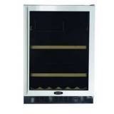 14 Bottle Dual Zone Wine Refrigerator Finish: Black Cabinet With Black Overlay Door, Hinge Location: Right, Lock... N2
