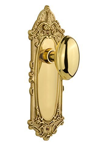 Nostalgic Warehouse Victorian Plate with Homestead Knob, Passage - 2.375, Polished Brass by Nostalgic Warehouse