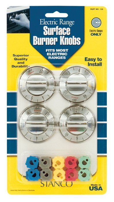 Stanco Universal 4-Pack Electric Burner Knobs, Chrome
