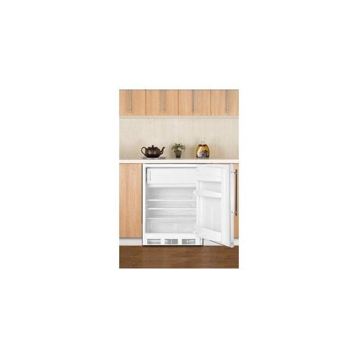 Summit CT66LBIFRADA: ADA compliant built-in refrigerator-freezer with lock, white cabinet and stainless steel...
