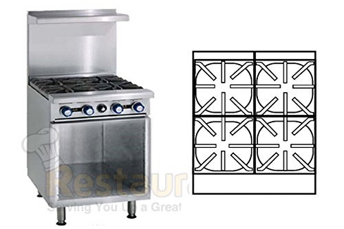Imperial Commercial Restaurant Range 24" With 4 Burners Cabinet Base Natural Gas Model Ir-4-Xb