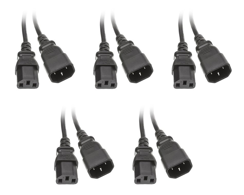 C&E 6-Foot Computer/Monitor Power Extension Cord, C13 to C14, 10 Amp, Black - 10 Pack (CNE25965)