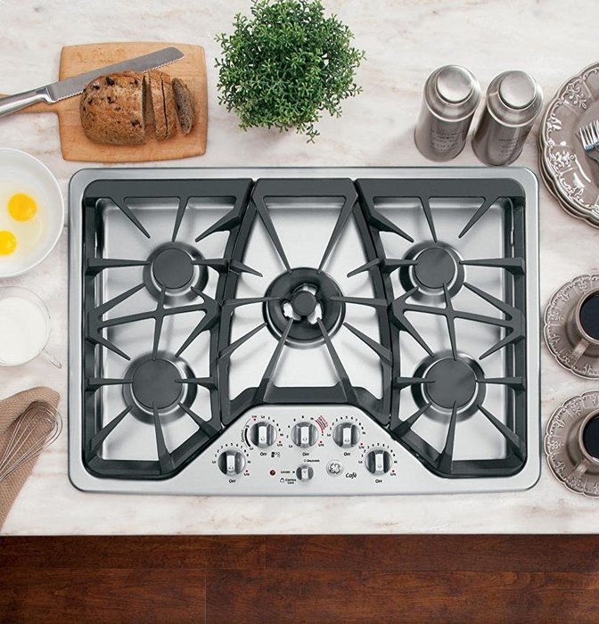 GE CGP350SETSS Cafe 30" Stainless Steel Gas Sealed Burner Cooktop