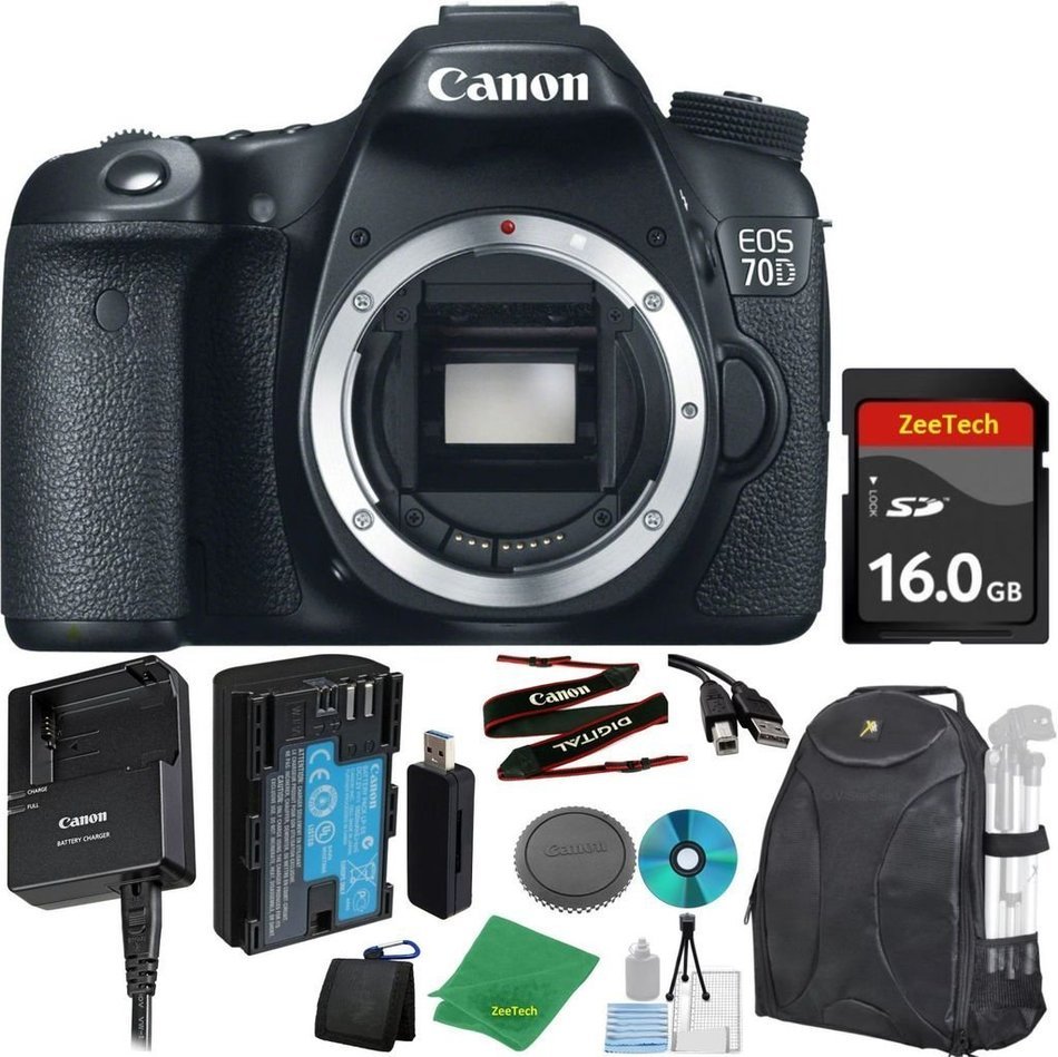 Canon EOS 70D Digital SLR with Full HD 1080p Video with Movie Camera Body (NO LENS), ZeeTech 6pc Starter Cleaning...