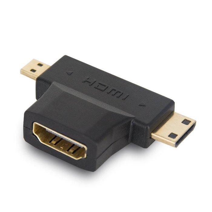 MILAPEAK (2 in 1) Mini-HDMI + Micro-HDMI Male to HDMI Female Adapter with Gold Plated, Black