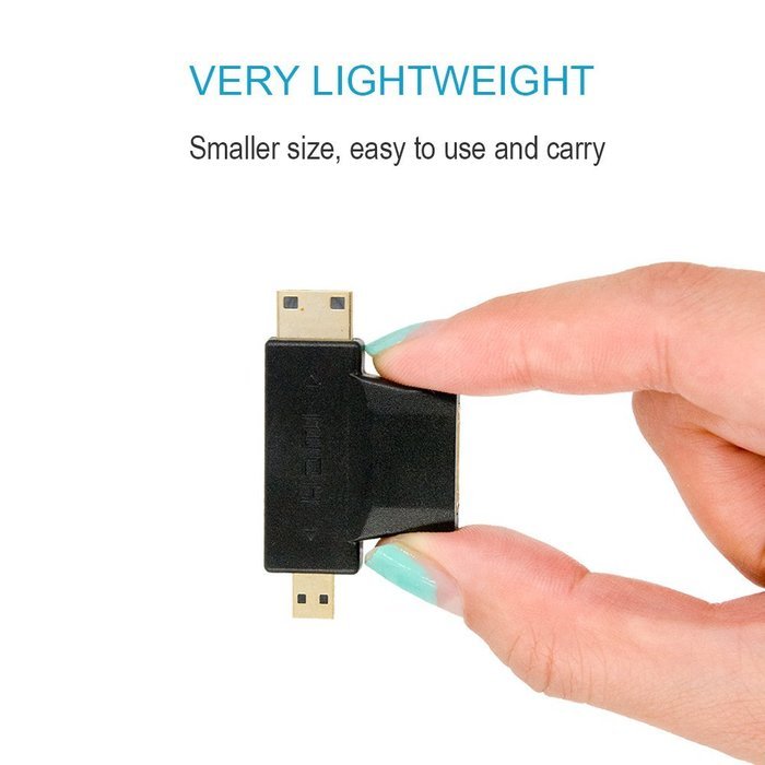 MILAPEAK (2 in 1) Mini-HDMI + Micro-HDMI Male to HDMI Female Adapter with Gold Plated, Black N2