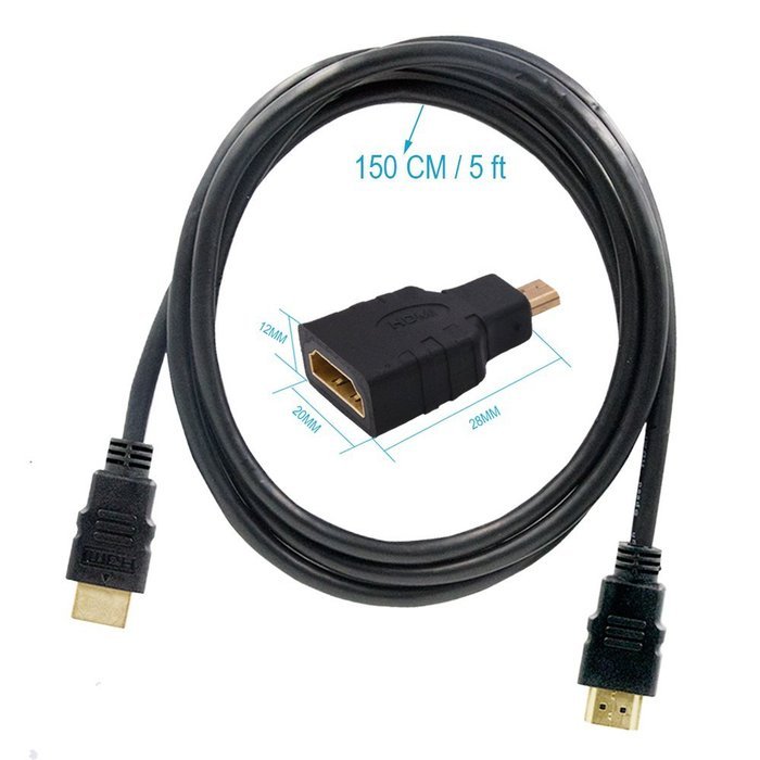 MILAPEAK (2 in 1) Mini-HDMI + Micro-HDMI Male to HDMI Female Adapter with Gold Plated, Black N4