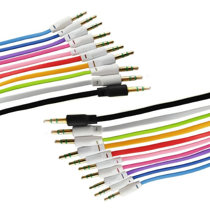 InnoLife Full Set of 10 Colors 3ft 3.5mm Male To Male M/M Flat Noodle Music Record Stereo Audio Auxiliary AUX...