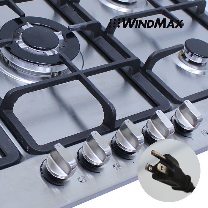 !!!ON SALE NOW!!! 34" Electric Stainless Steel Built-in Kitchen NG/LPG 5 Burner Gas Hob Cooktop N3