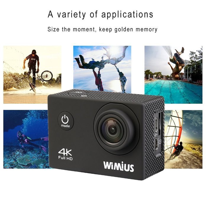 WiMiUS 4K Wifi Waterproof Action Camera With HD 16 MP,170&deg; Wide Angle, 2.0 Inch LCD Screen+900mAH Batteries(2... N3