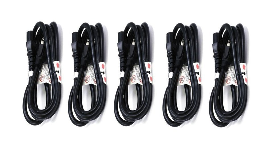 C&E 3 PCS, Power Cord Cable w/ 3 Conductor 14AWG PC Power Connector Socket (C13/5-15P) Black 1 Feet, CNE591452