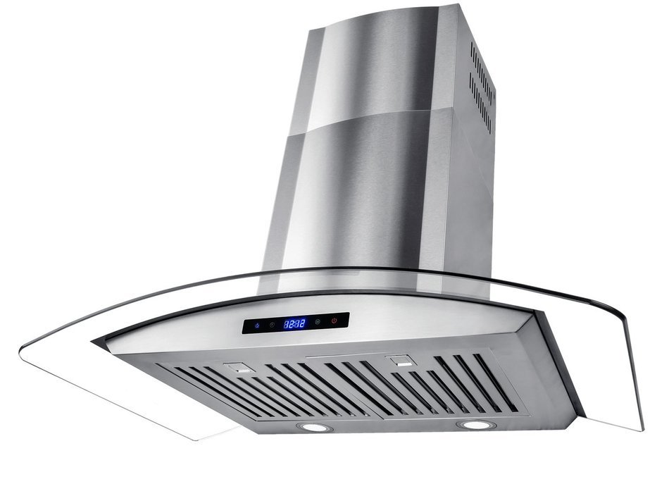 AKDY 36" Wall Mount Stainless Steel Glass Range Hood AZ668AS90 Touch Panel Control Baffle Filter N2