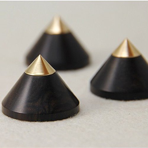 LuguLake Ultra Premium Ebony Wood Speaker Spike Set for Amplifier/Studio Monitor/CD Player/TV Speaker, 4 Packs