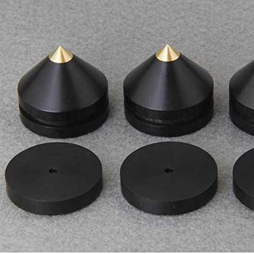 LuguLake Ultra Premium Ebony Wood Speaker Spike Set for Amplifier/Studio Monitor/CD Player/TV Speaker, 4 Packs N2