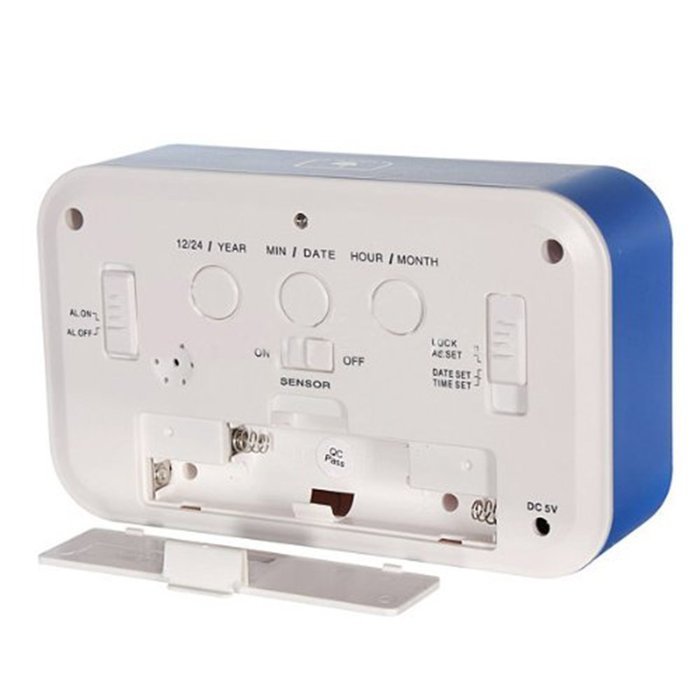 Generic Digital Alarm Clock Large Display Desk Electric Alarm Clock Blue with Light Control & LED Touch Sensor...