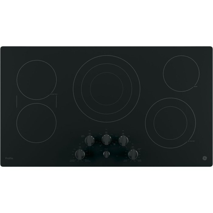 PP7036DJBB 36" Electric Cooktop with 5 Ribbon Burners, Front Center Control Knobs, Hot Surface Indicator, Keep-Warm... N2