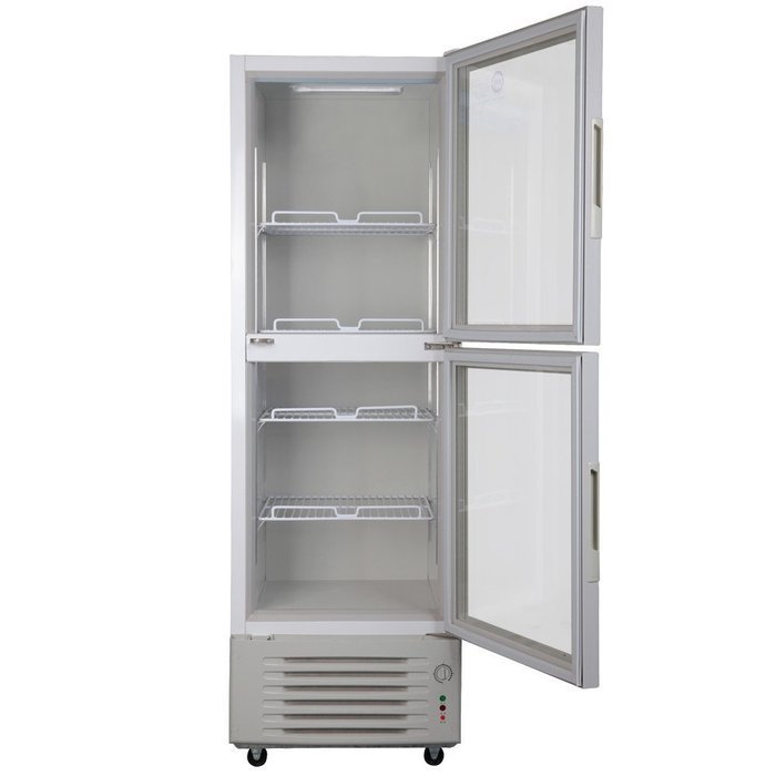 288L Glass Display Showcase Double-Door Beer Soda Beverages Cooler Commercial Refrigerator Merchandiser Upright... N7