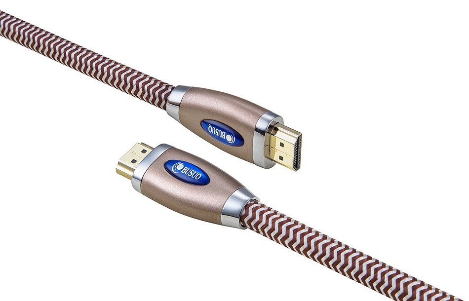 BUSUQ High-Speed Standard HDMI Cable Supports Ethernet, 3D and Audio Return (75 Feet/23 Meter), Black- Red Nylon... N2