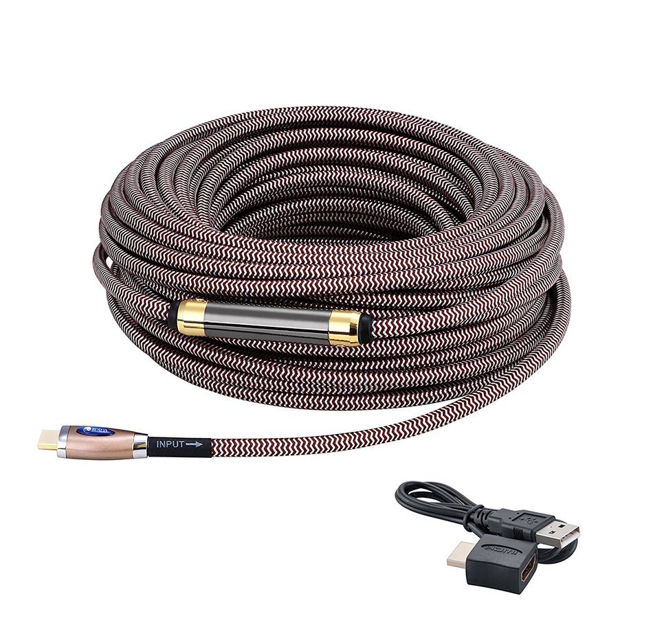 BUSUQ High-Speed Standard HDMI Cable Supports Ethernet, 3D and Audio Return (75 Feet/23 Meter), Black- Red Nylon... N4