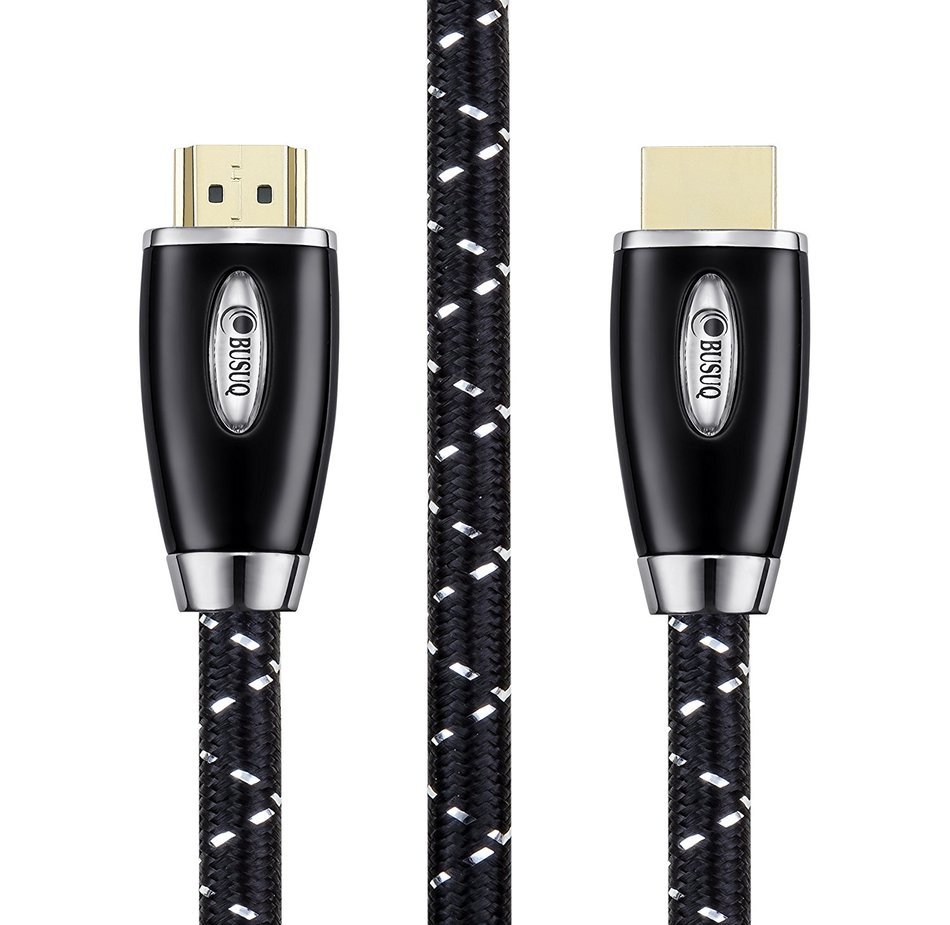 BUSUQ High-Speed Standard HDMI Cable Supports Ethernet, 3D and Audio Return (75 Feet/23 Meter), Black- Red Nylon... N5